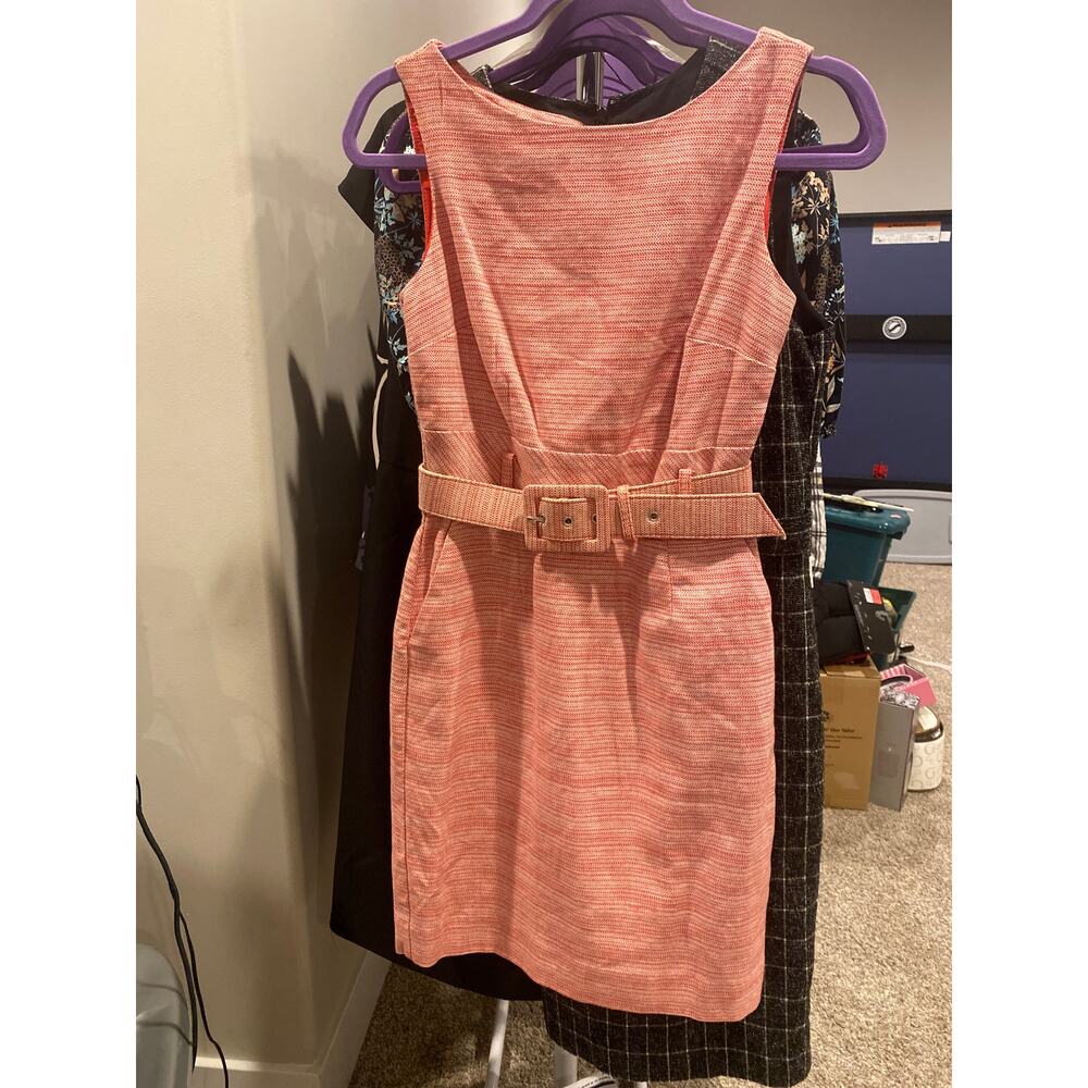 NWT Banana Republic Red Tweed Sleeveless Belted Dress